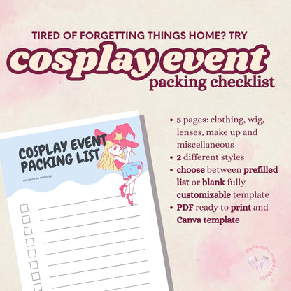 Cosplay Event Packing Checklist